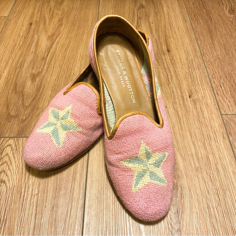 RARE Stubbs & Wootton Star Loafers Pink/Green 8